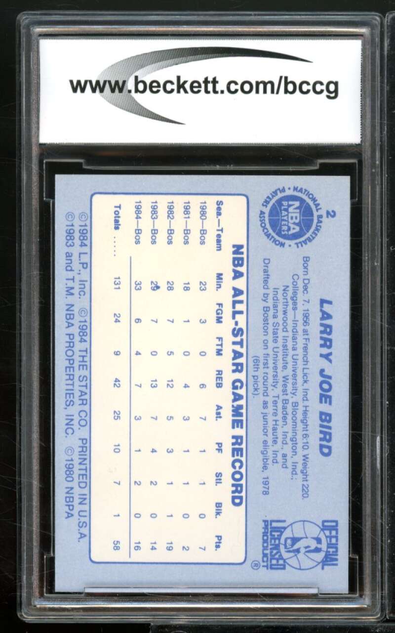 Larry Bird Card 1984-85 Star All Star Game #2 BGS BCCG 8 Image 2