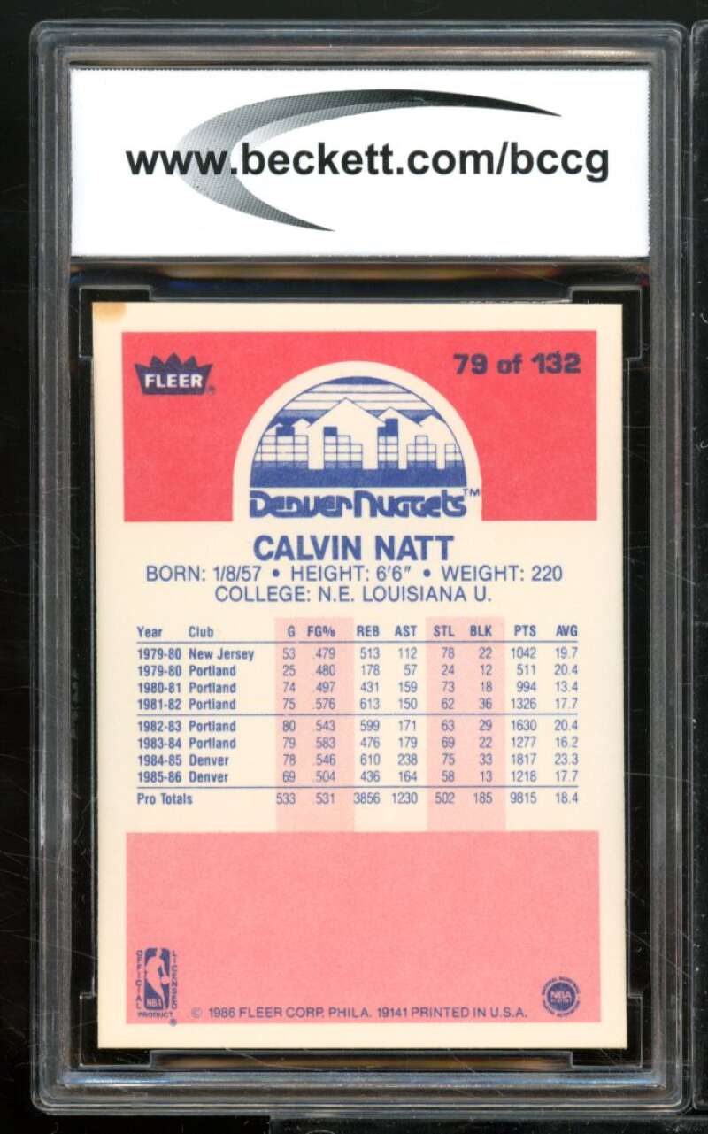 Calvin Natt Card 1986-87 Fleer #79 BGS BCCG 9 Image 2