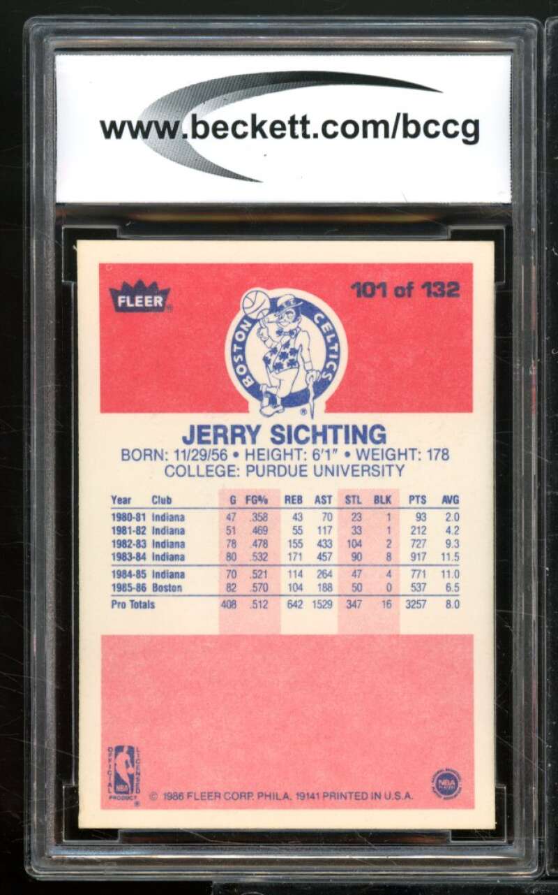 Jerry Sichting Card 1986-87 Fleer #101 BGS BCCG 9 Image 2