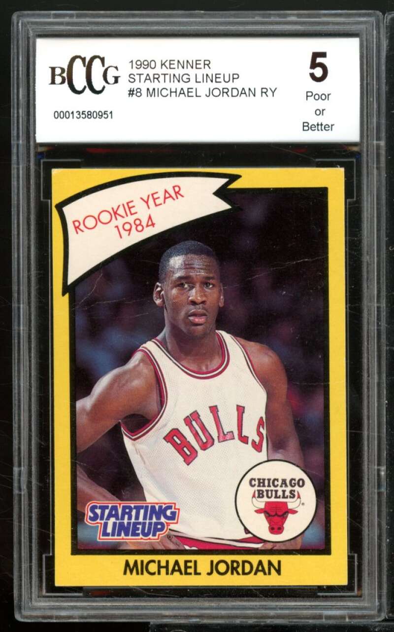 Michael Jordan Card 1990 Kenner Starting Lineup #8 BGS BCCG 5 Image 1