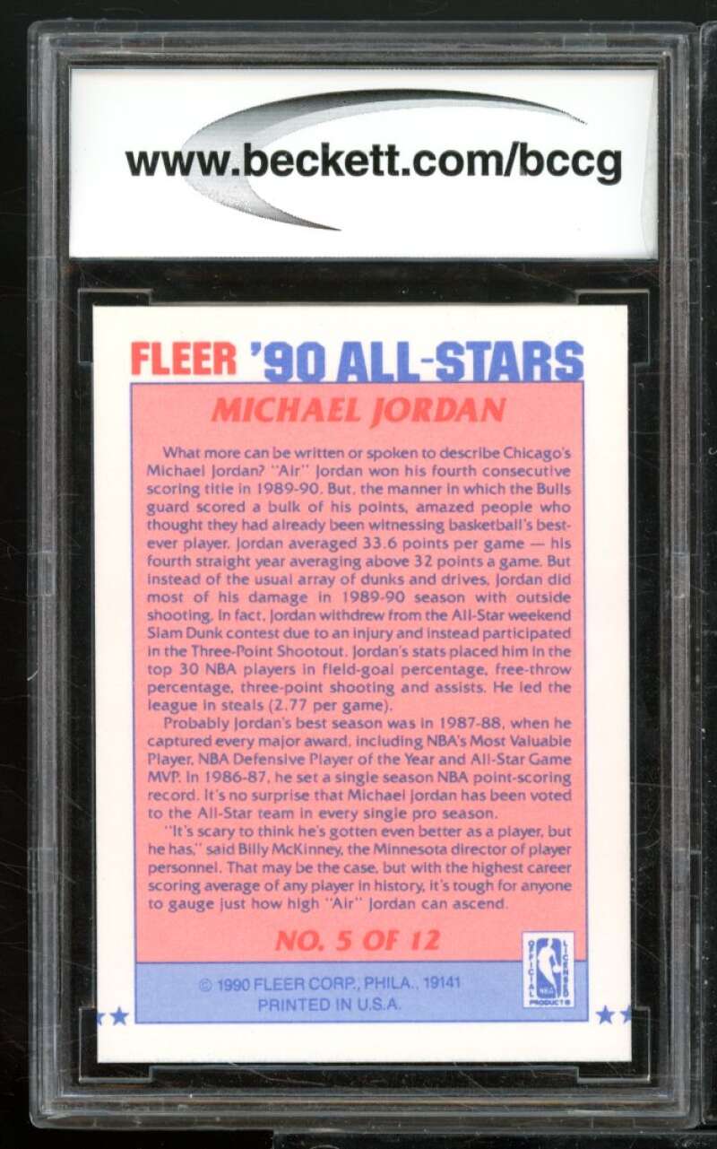 Michael Jordan Card 1990-91 Fleer All-Stars #5 BGS BCCG 9 Image 2