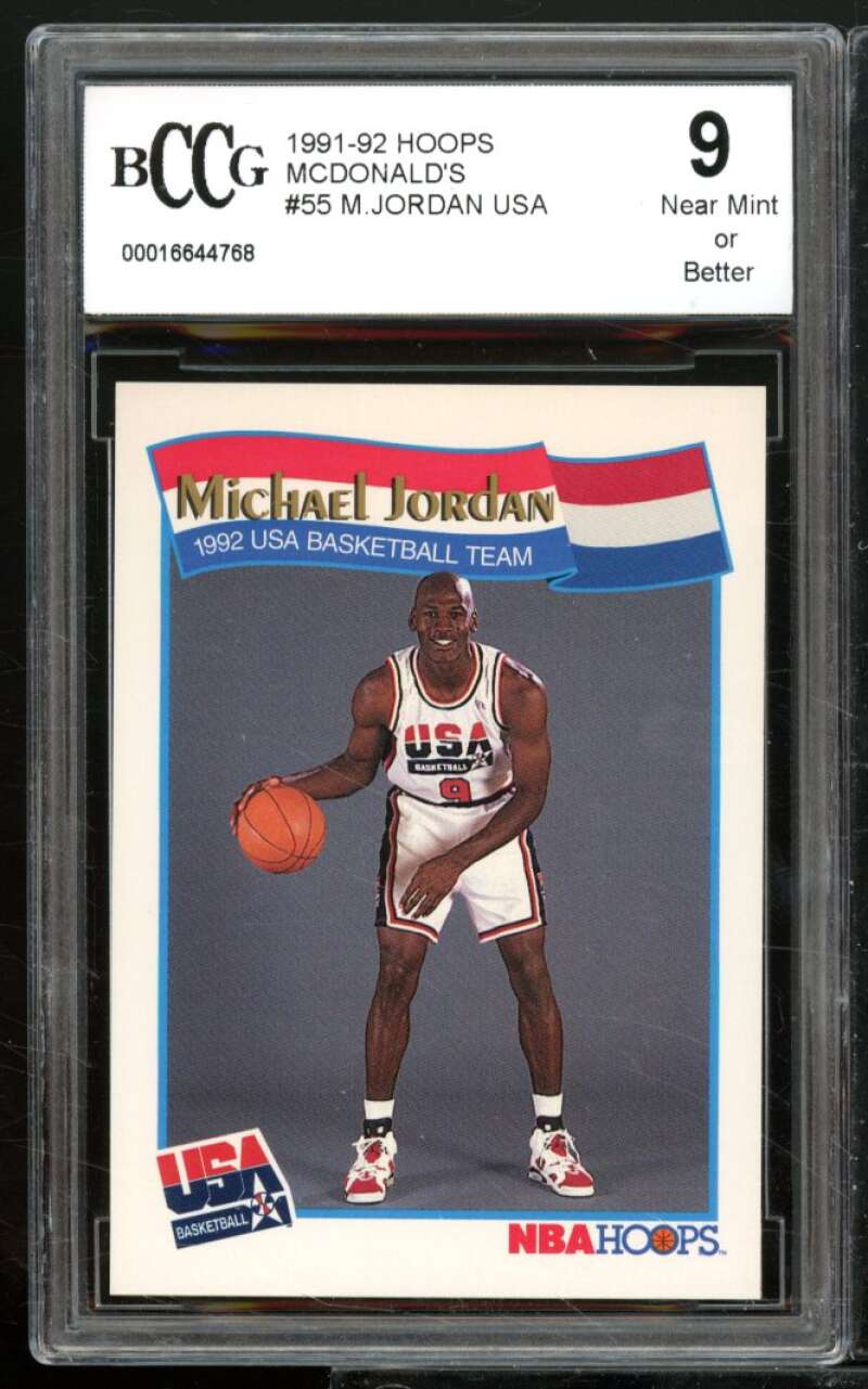 Michael Jordan Card 1991-92 Hoops McDonald's #55 BGS BCCG 9 Image 1