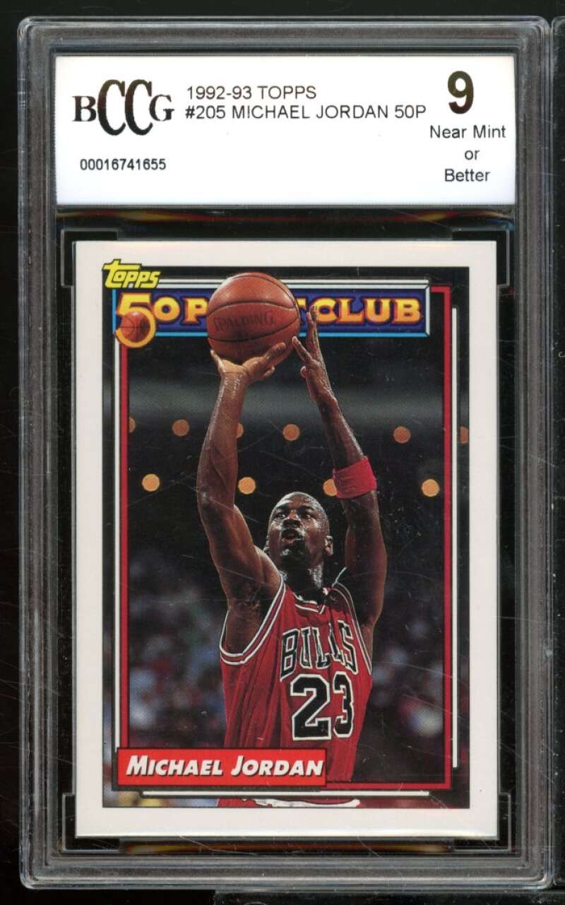 Michael Jordan Card 1992-93 Topps #205 BGS BCCG 9 Image 1