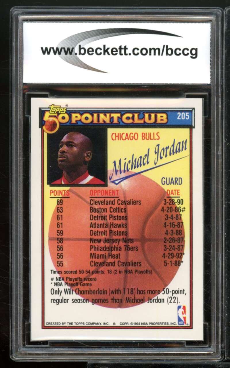 Michael Jordan Card 1992-93 Topps #205 BGS BCCG 9 Image 2