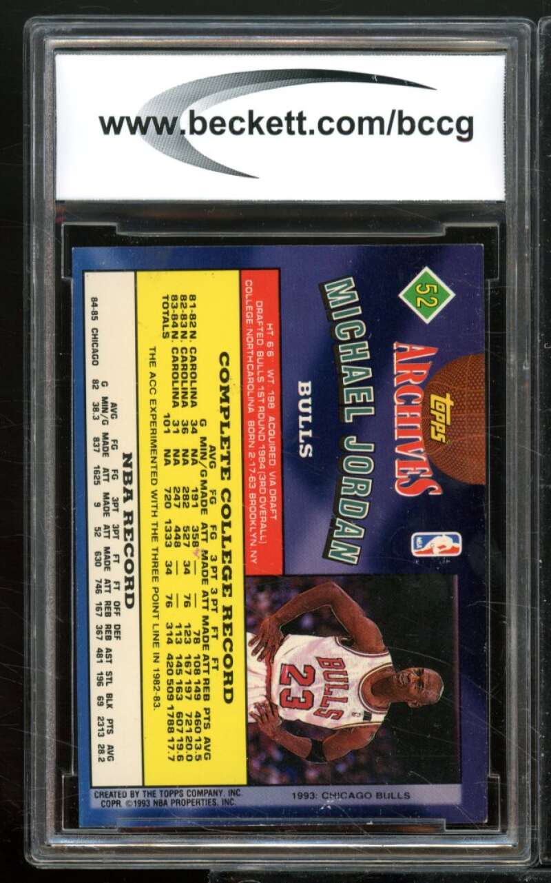 Michael Jordan Card 1992-93 Topps Archives #52 BGS BCCG 7 Image 2