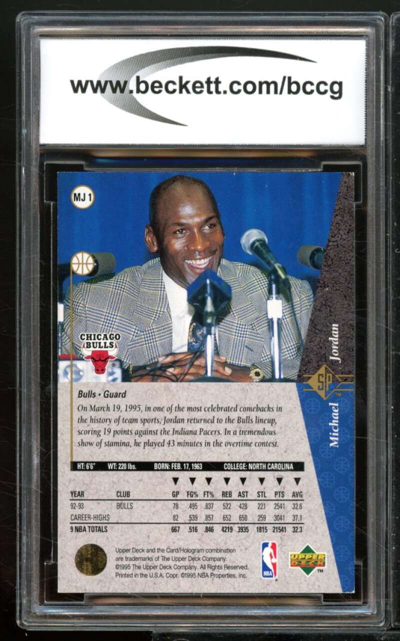 Michael Jordan Card 1994-95 SP #MJ1R BGS BCCG 8 Image 2