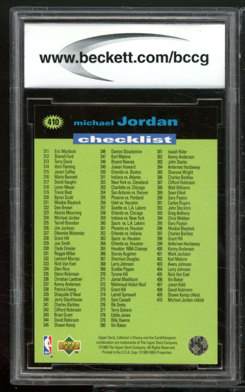 Michael Jordan Card 1995-96 Collector's Choice #410 BGS BCCG 10 Image 2