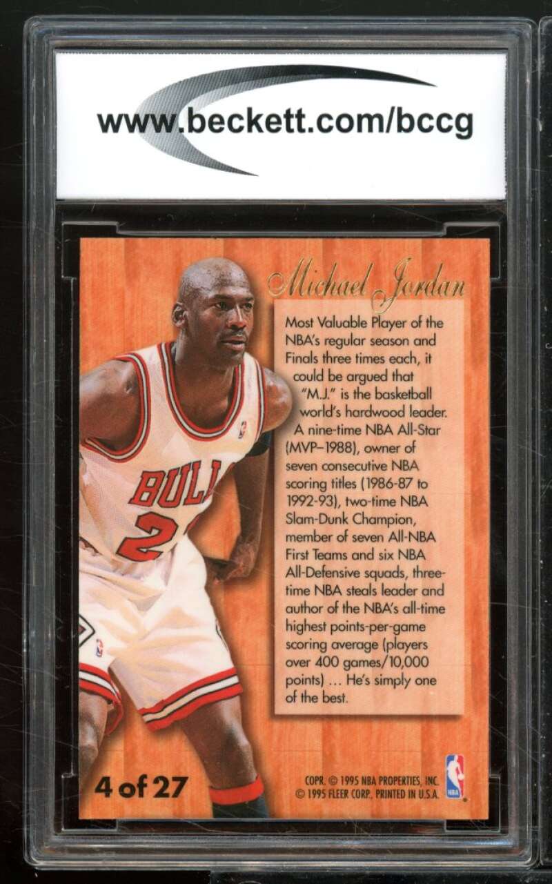 Michael Jordan Card 1995-96 Flair Hardwood Leaders #4 BGS BCCG 9 Image 2