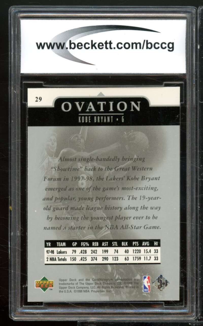 Kobe Bryant Card 1998-99 Upper Deck Ovation #29 BGS BCCG 9 Image 2