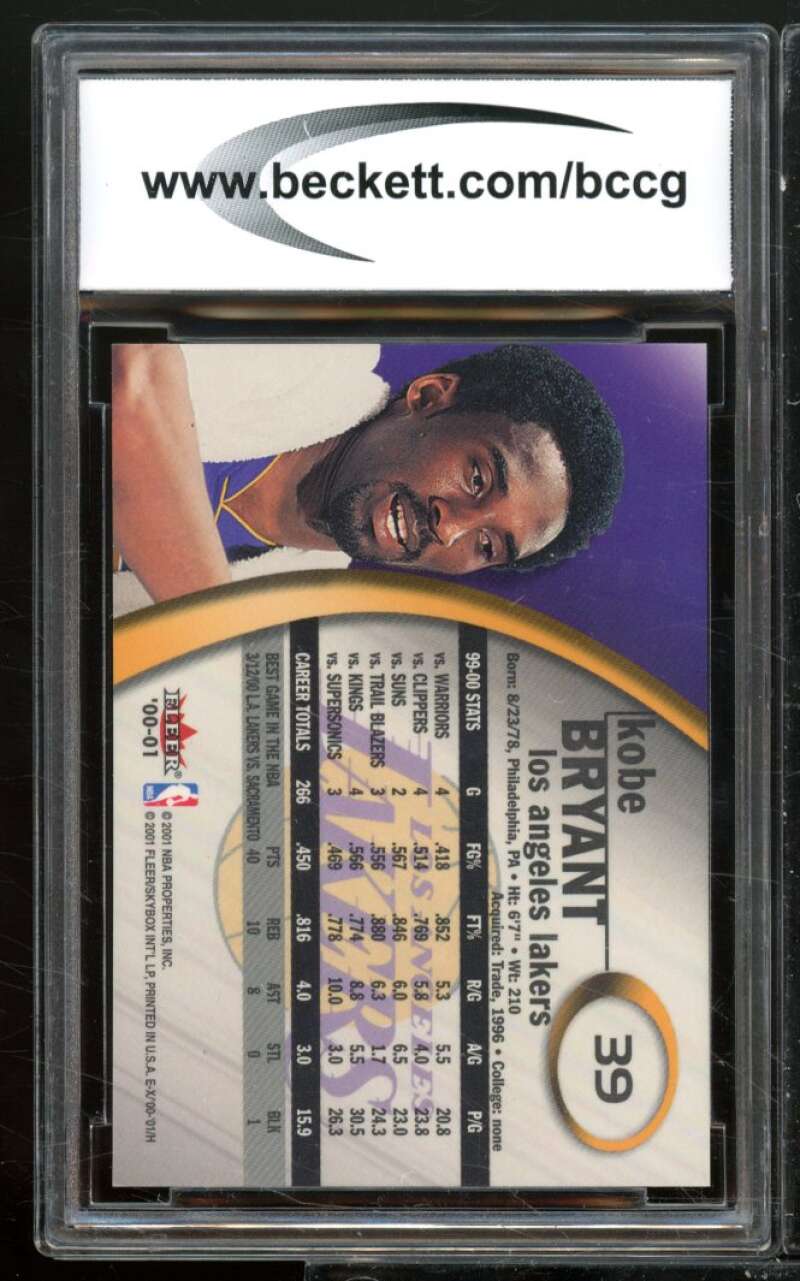 Kobe Bryant Card 2000-01 E-X #39 BGS BCCG 8 Image 2