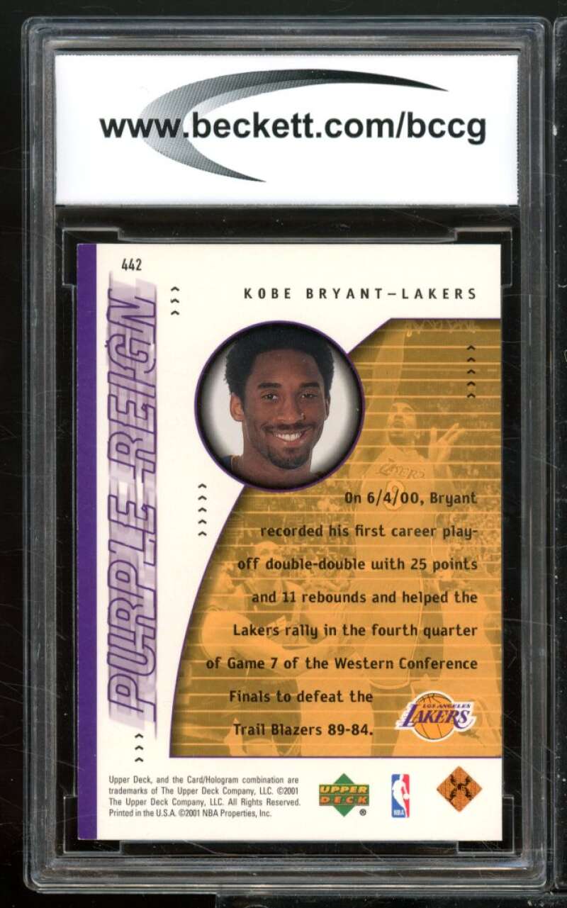 Kobe Bryant Card 2000-01 Upper Deck #442 BGS BCCG 10 Image 2