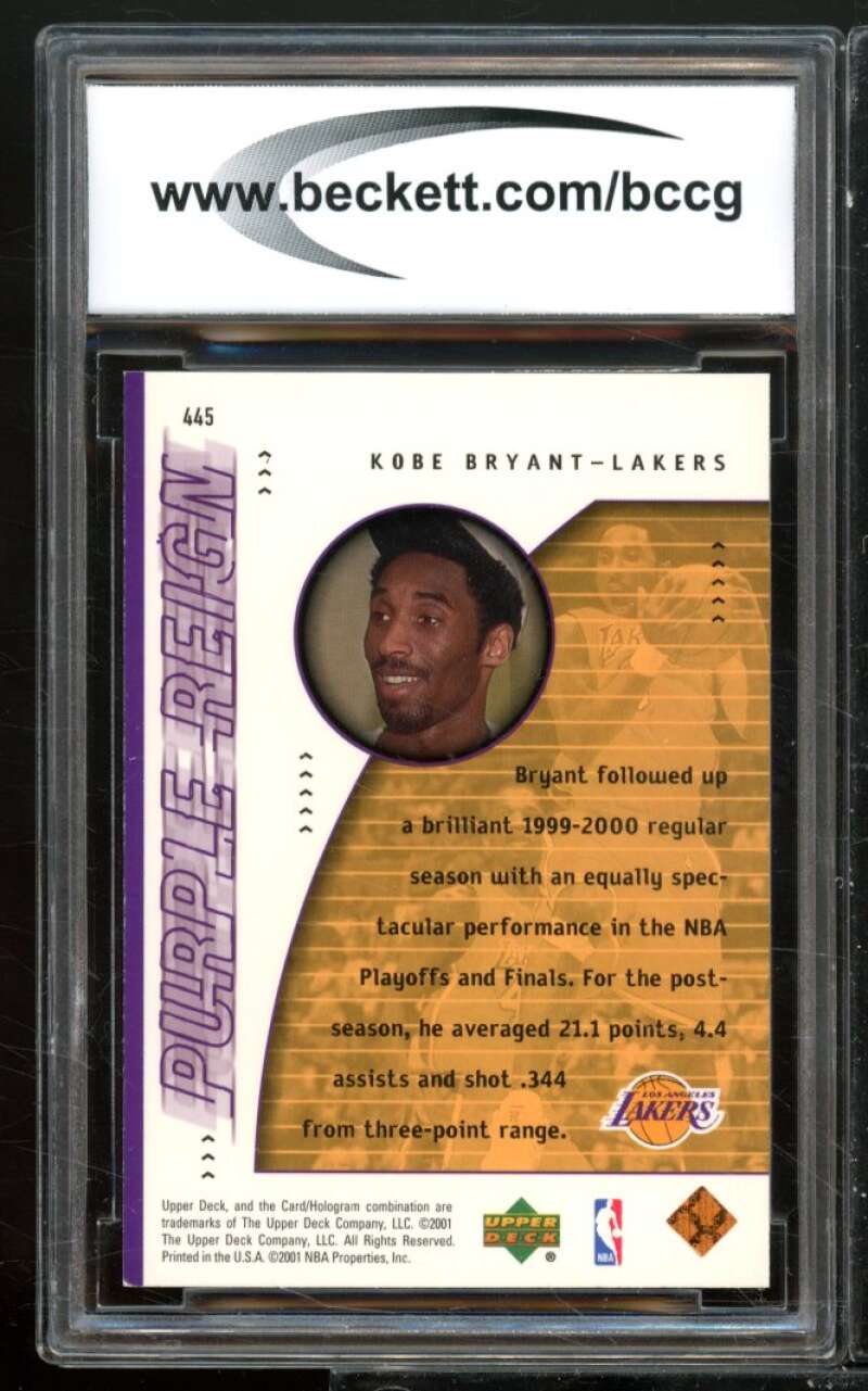 Kobe Bryant Card 2000-01 Upper Deck #445 BGS BCCG 9 Image 2