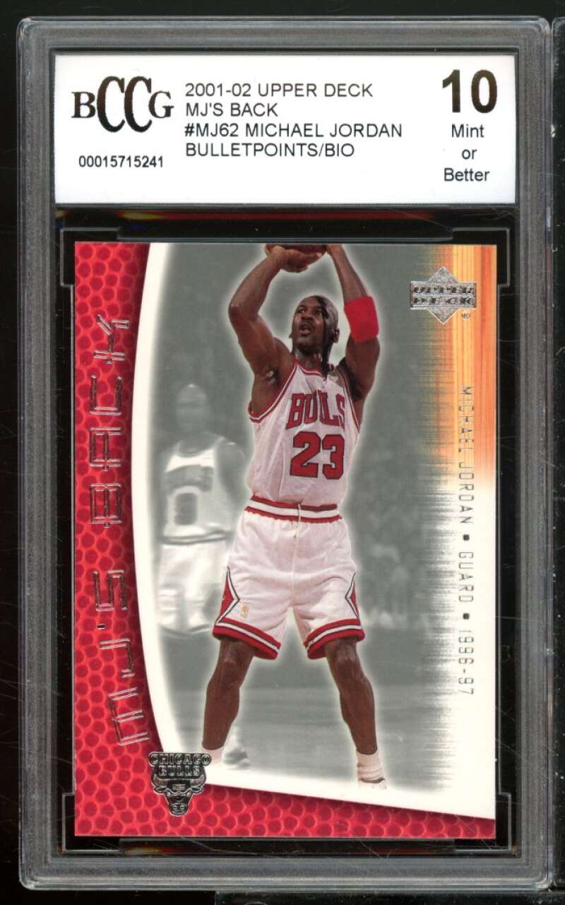 Michael Jordan Card 2001-02 Upper Deck MJ's Back #MJ62 BGS BCCG 10 Image 1