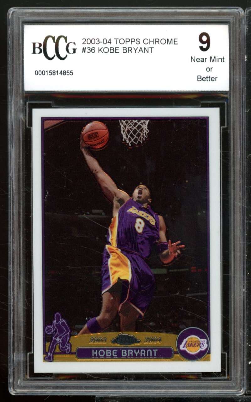 Kobe Bryant Card 2003-04 Topps Chrome #36 BGS BCCG 9 Image 1