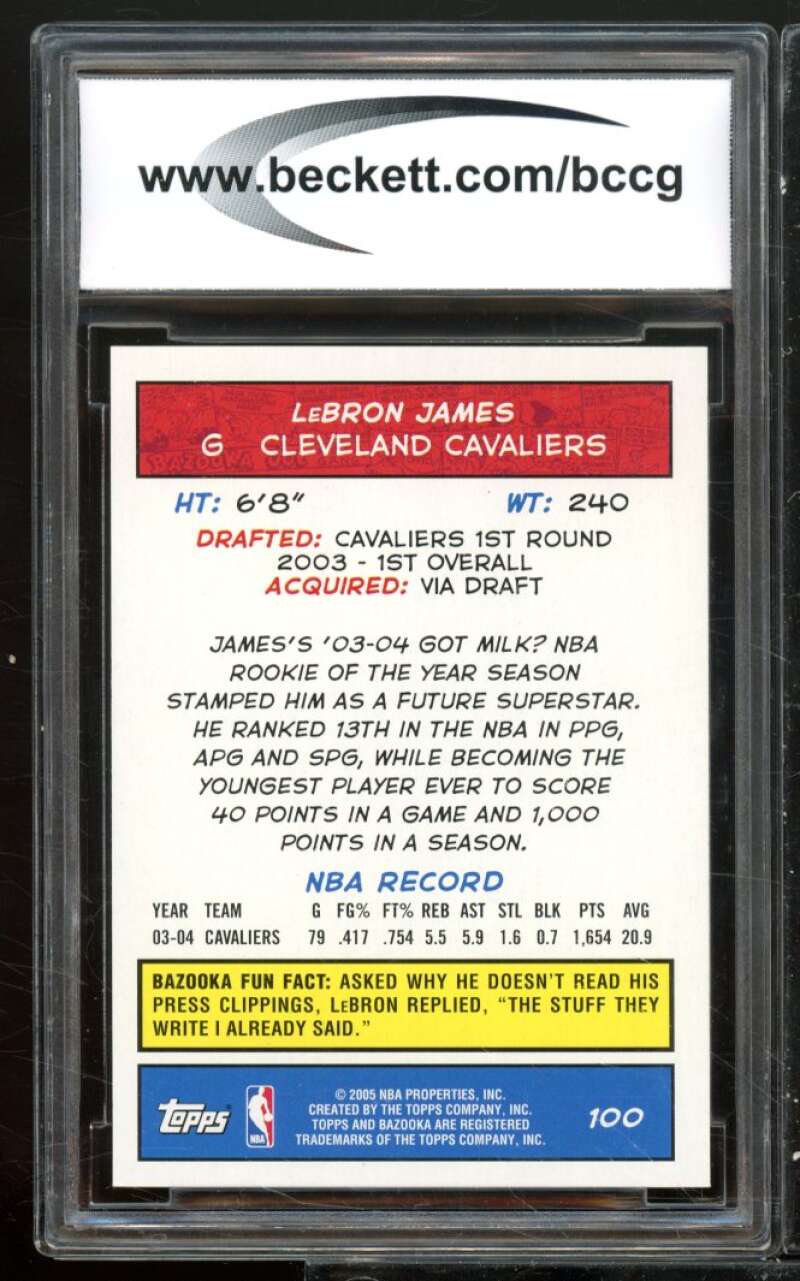 LeBron James Card 2004-05 Bazooka #100 BGS BCCG 9 Image 2