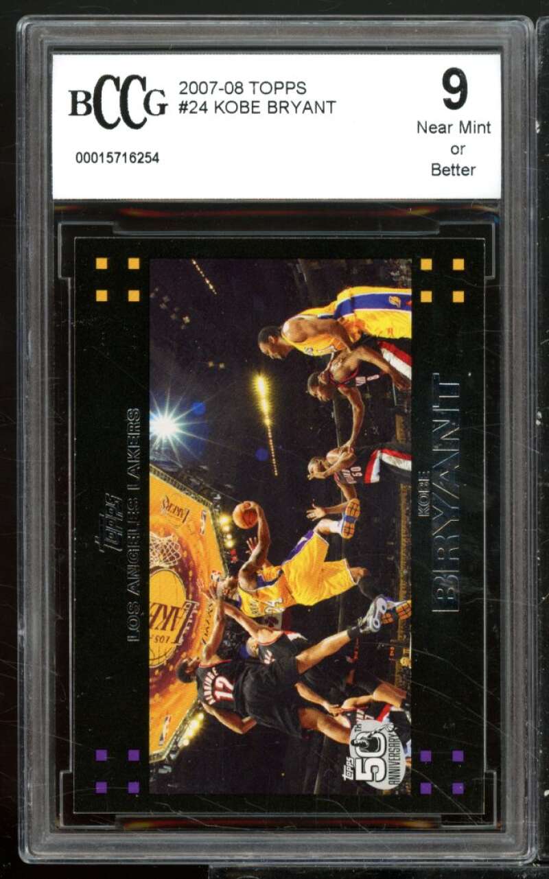 Kobe Bryant Card 2007-08 Topps #24 BGS BCCG 9 Image 1