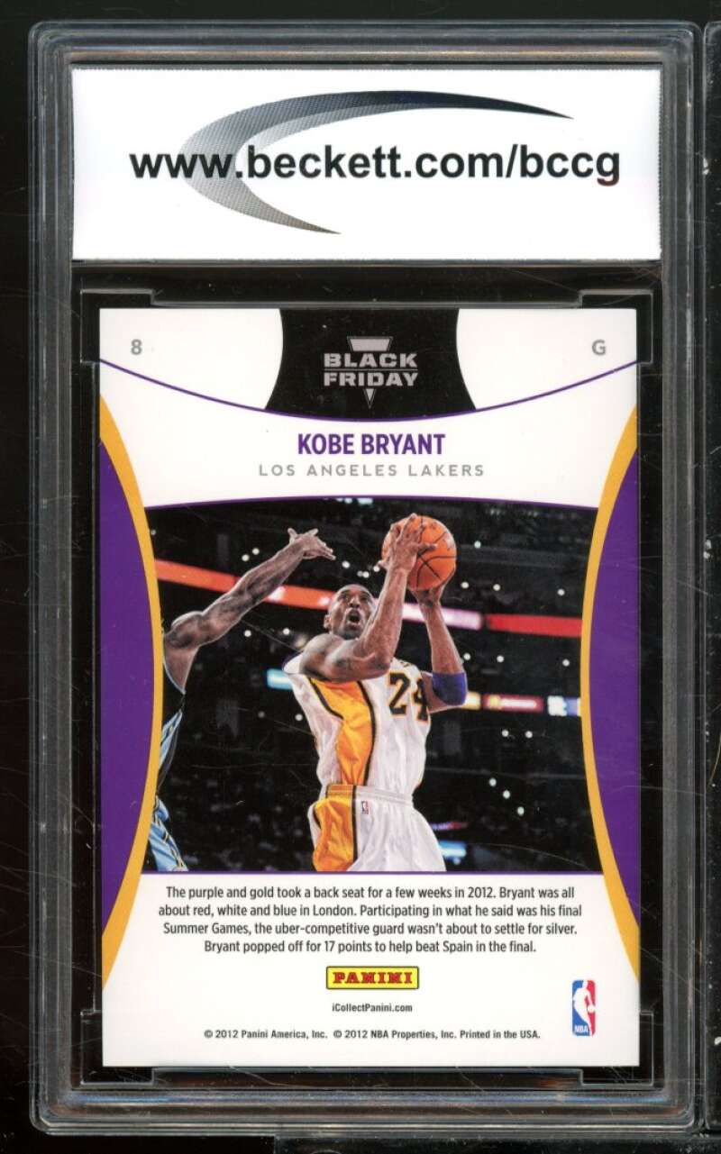 Kobe Bryant Card 2012-13 Panini Black Friday #8 BGS BCCG 10 Image 2