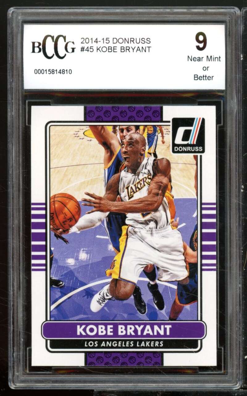 Kobe Bryant Card 2014-15 Donruss #45 BGS BCCG 9 Image 1