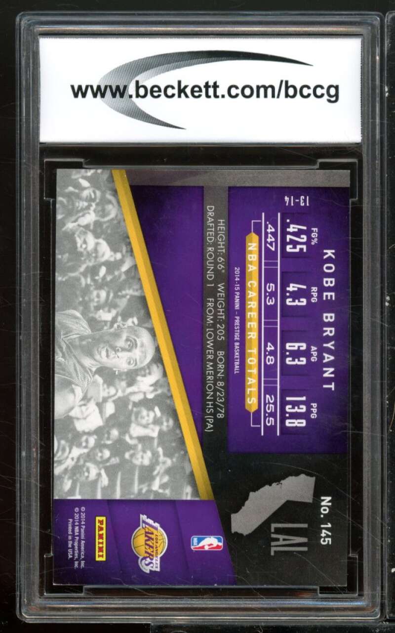 Kobe Bryant Card 2014-15 Prestige #145 BGS BCCG 10 Image 2