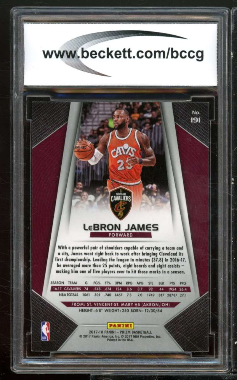 LeBron James Card 2017-18 Panini Prizm #191 BGS BCCG 9 Image 2