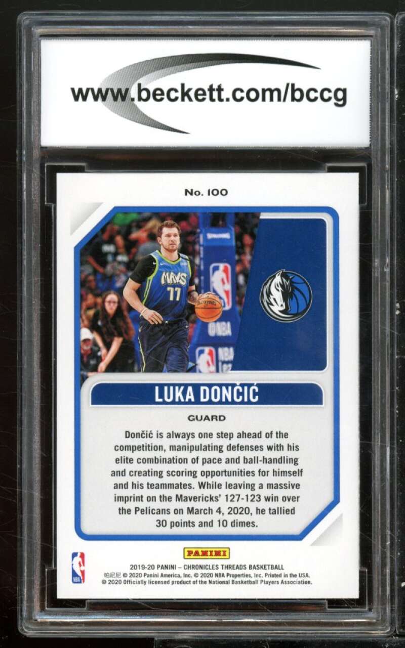 Luka Doncic Card 2019-20 Panini Chronicles Threads #100 BGS BCCG 9 Image 2