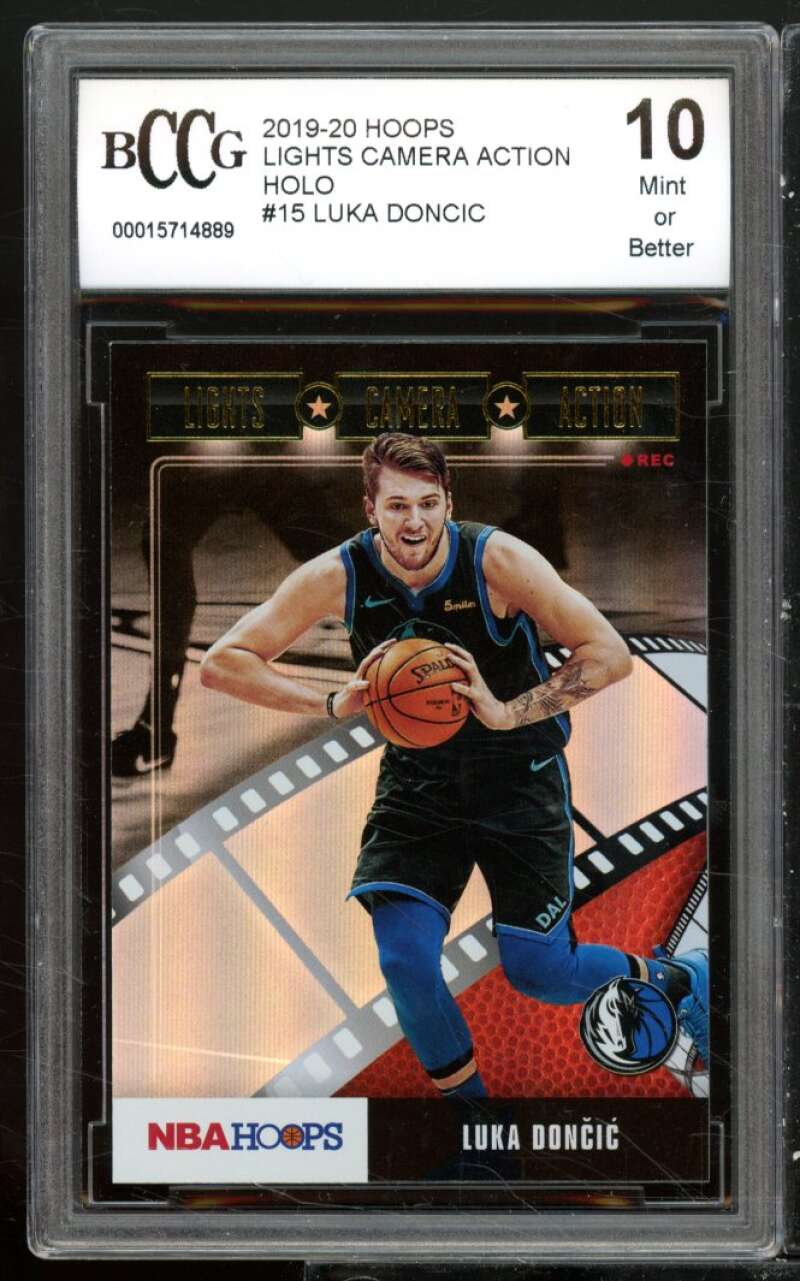 Luka Doncic Card 2019-20 Hoops Lights Camera Action Holo #15 BGS BCCG 10 Image 1