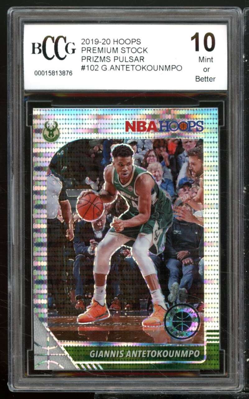 Giannis Antetokounmpo 2019-20 Hoops Premium Stock Prizms Pulsar #102 BGS BCCG 10 Image 1