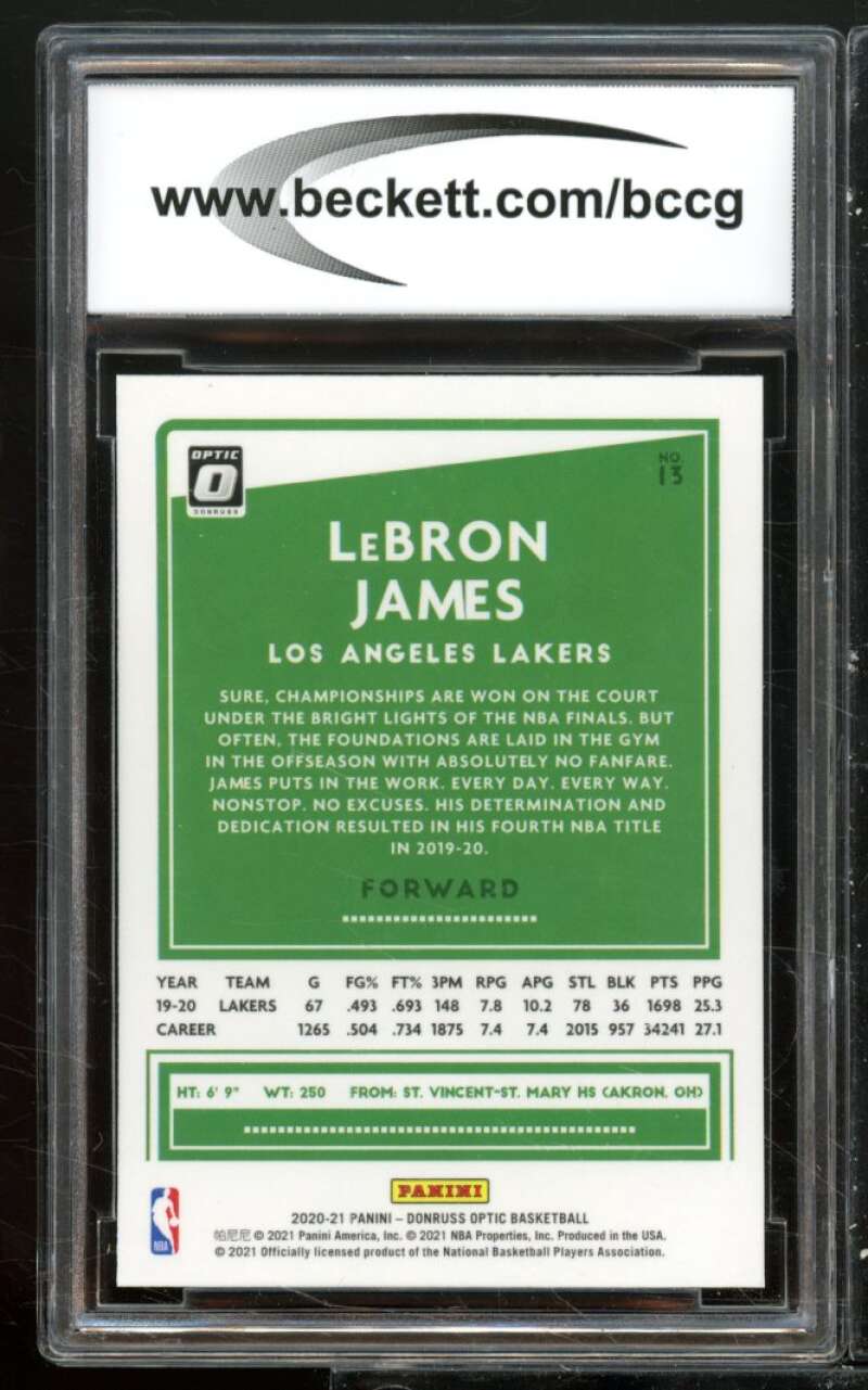 LeBron James Card 2020-21 Donruss Optic #13 BGS BCCG 9 Image 2