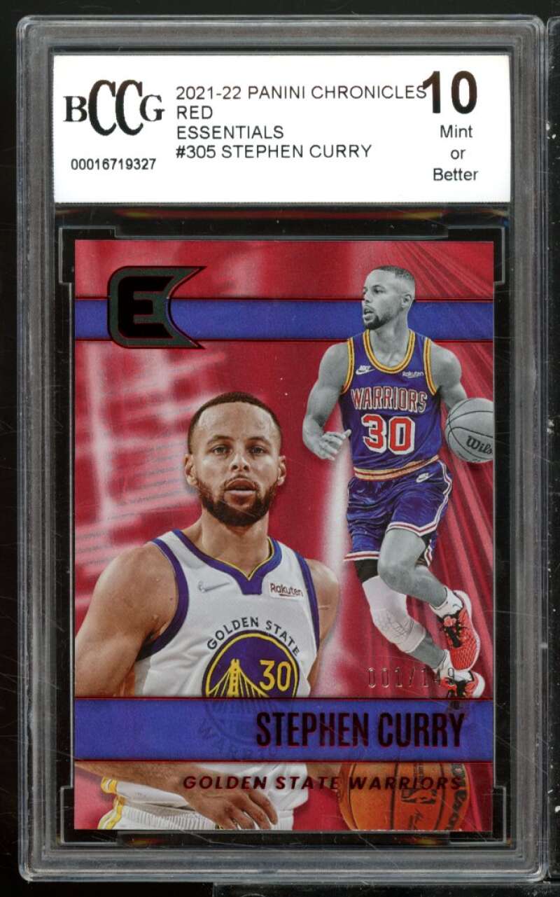 Stephen Curry 2021-22 Panini Chronicles Red Essentials #305 (1/149) BGS BCCG 10 Image 1