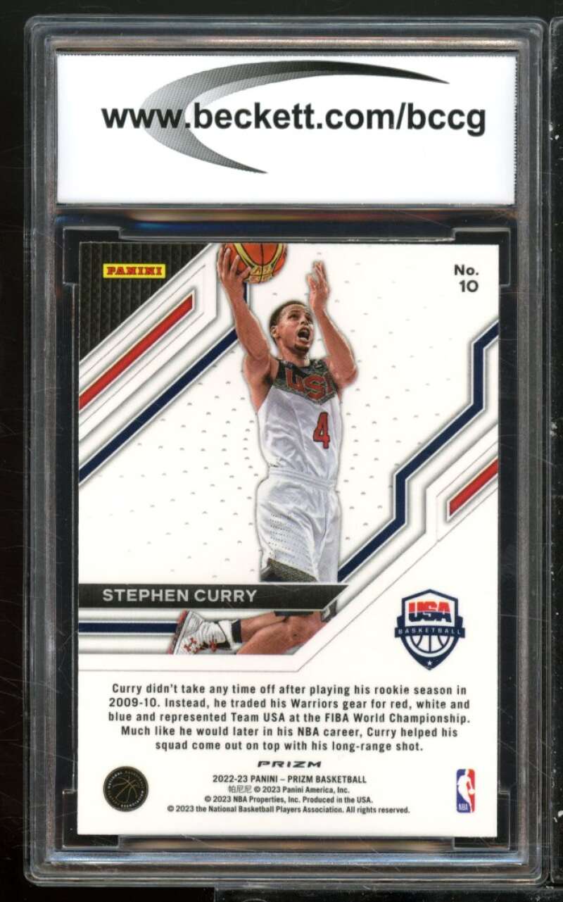 Stephen Curry 2022-23 Panini Prizm USA Basketball Prizms Silver #10 BGS BCCG 10 Image 2