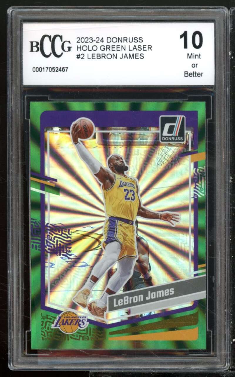 LeBron James Card 2023-24 Donruss Holo Green Laser #2 BGS BCCG 10 Image 1