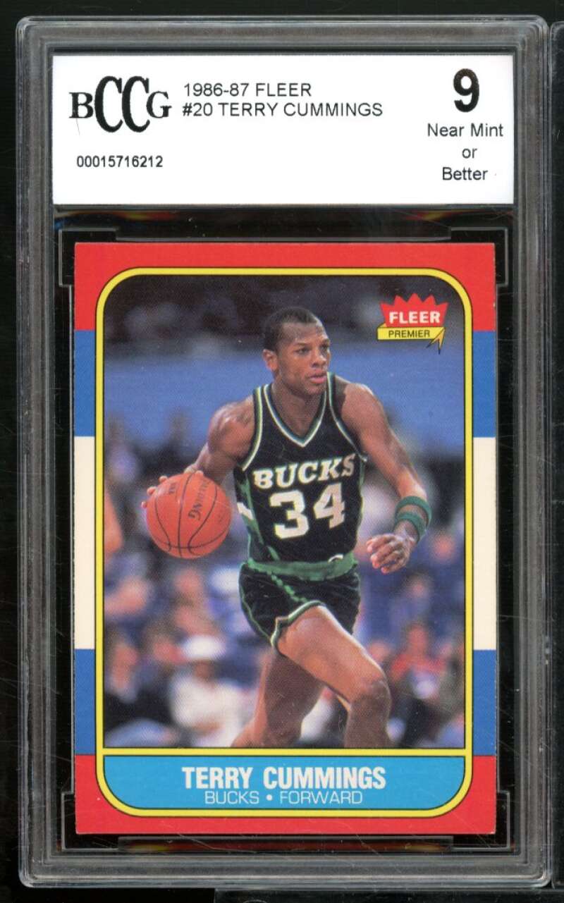 Terry Cummings Rookie Card 1986-87 Fleer #20 BGS BCCG 9 Image 1