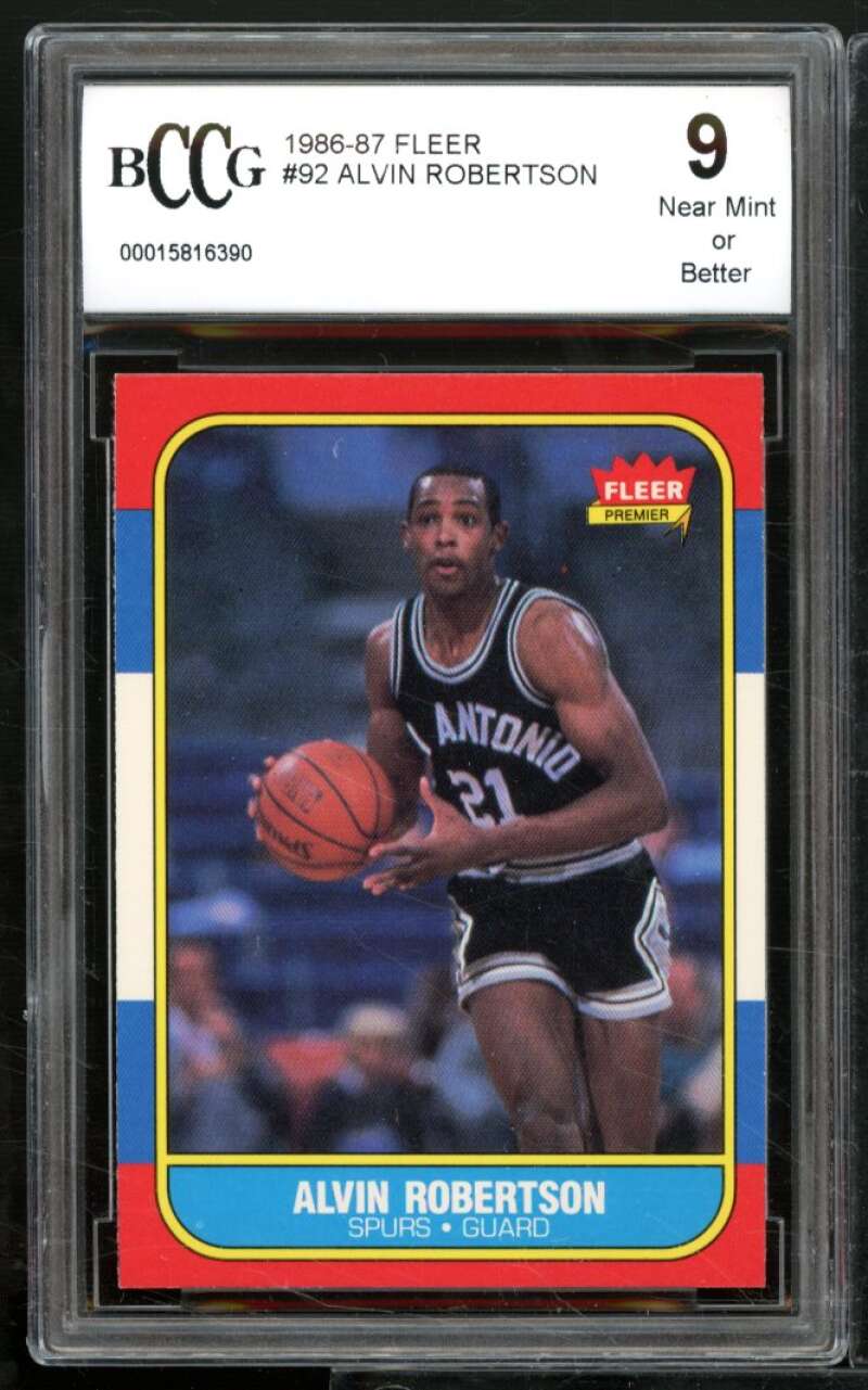 Alvin Robertson Rookie Card 1986-87 Fleer #92 BGS BCCG 9 Image 1