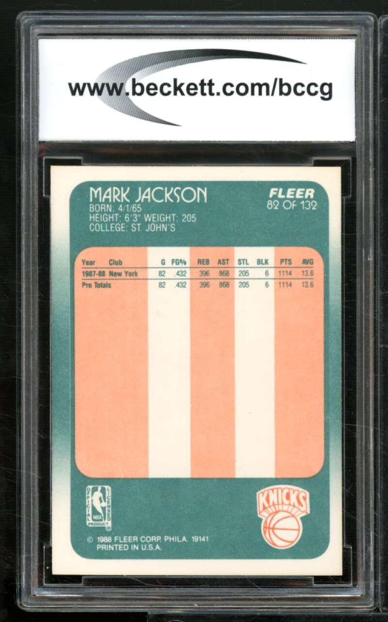 Mark Jackson Rookie Card 1988-89 Fleer #82 BGS BCCG 9 Image 2