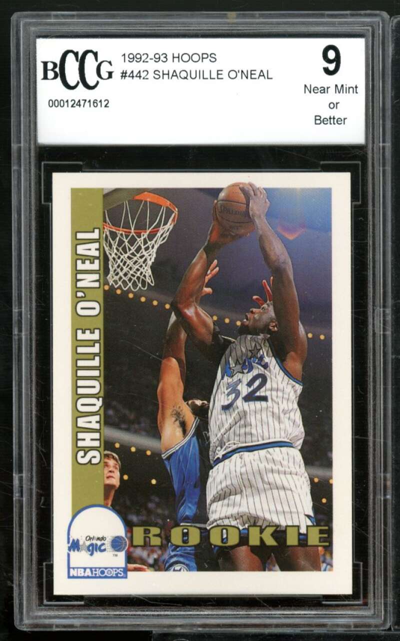 Shaquille O'Neal Rookie Card 1992-93 Hoops #442 BGS BCCG 9 Image 1