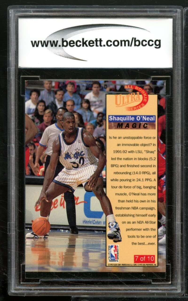 Shaquille O'Neal Rookie Card 1992-93 Ultra All Rookies #7 BGS BCCG 9 Image 2