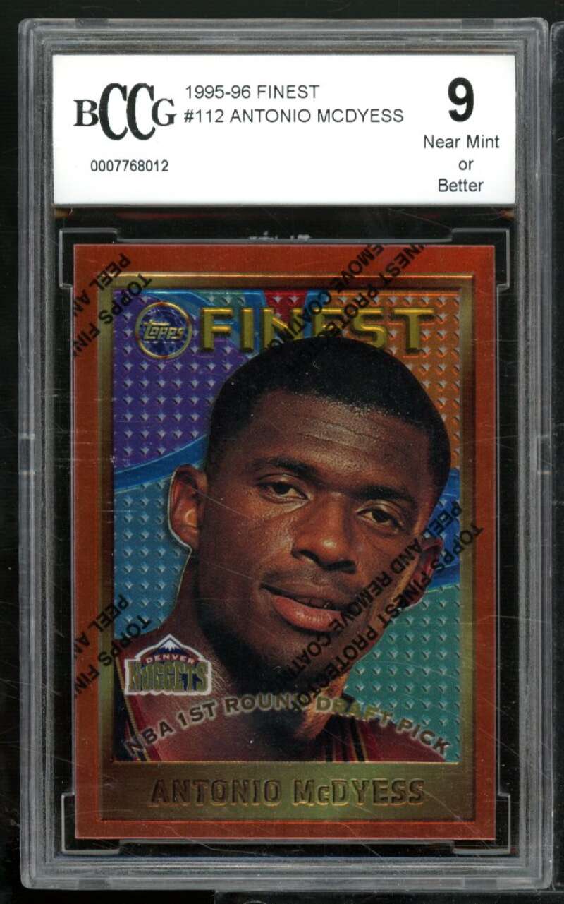 Antonio McDyess Rookie Card 1995-96 Finest w/coating #112 BGS BCCG 9 Image 1