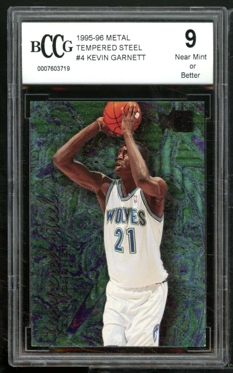 Kevin Garnett Rookie Card 1995-96 Metal Tempered Steel #4 BGS BCCG 9 Image 1