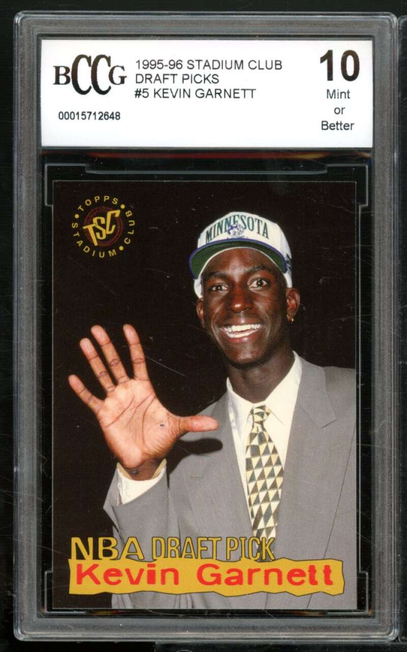 Kevin Garnett Rookie Card 1995-96 Stadium Club Draft Picks #5 BGS BCCG 10 Image 1