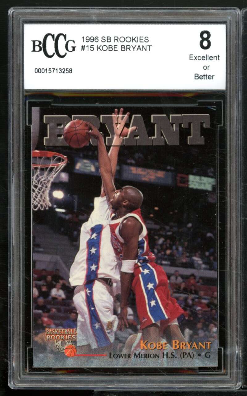 Kobe Bryant Rookie Card 1996 SB Rookies #15 BGS BCCG 8 (read) Image 1