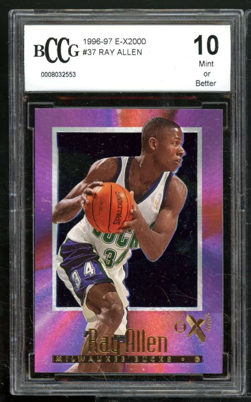 Ray Allen Rookie Card 1996-97 E-X2000 #37 BGS BCCG 10 Image 1