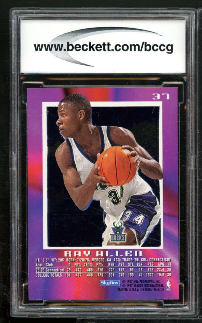 Ray Allen Rookie Card 1996-97 E-X2000 #37 BGS BCCG 10 Image 2