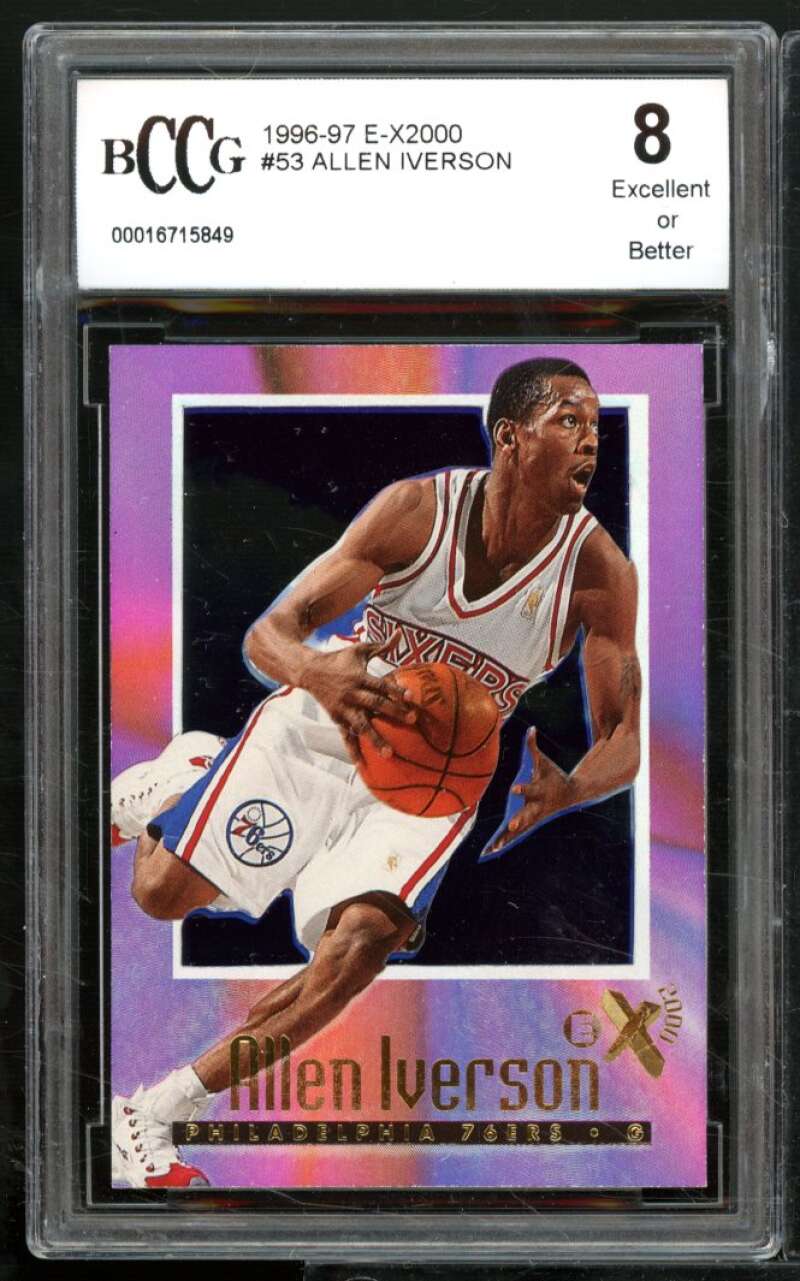 Allen Iverson Rookie Card 1996-97 E-X2000 #53 BGS BCCG 8 (read) Image 1