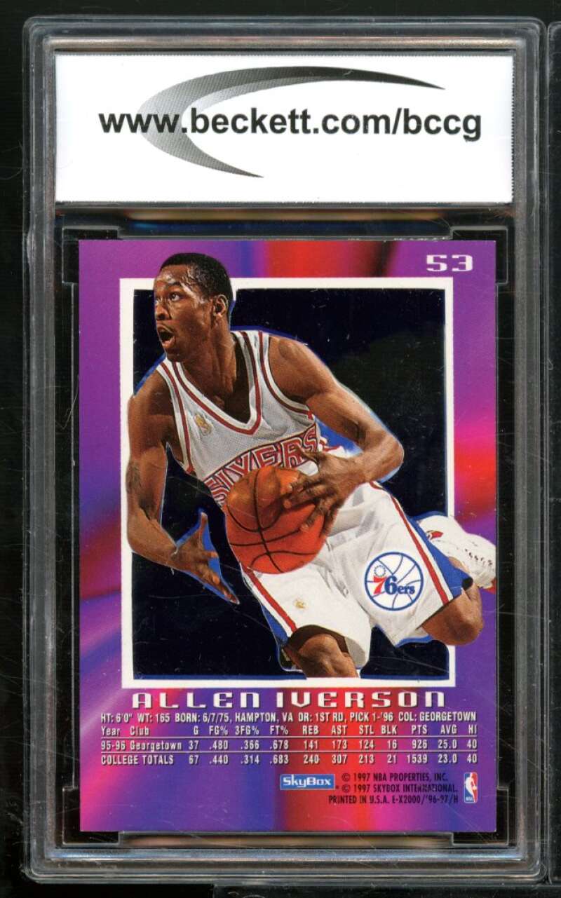 Allen Iverson Rookie Card 1996-97 E-X2000 #53 BGS BCCG 8 (read) Image 2