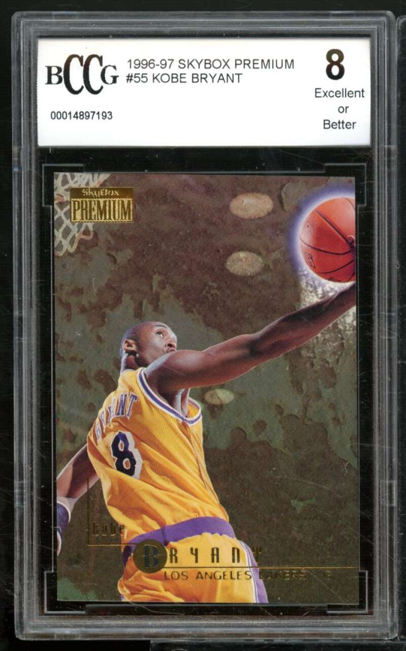 Kobe Bryant Rookie Card 1996-97 SkyBox Premium #55 BGS BCCG 8 Image 1