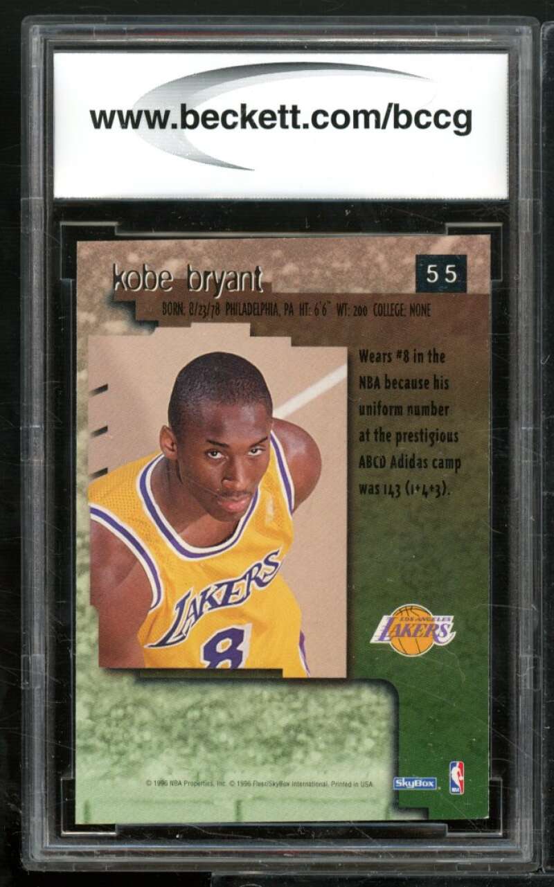 Kobe Bryant Rookie Card 1996-97 SkyBox Premium #55 BGS BCCG 8 Image 2