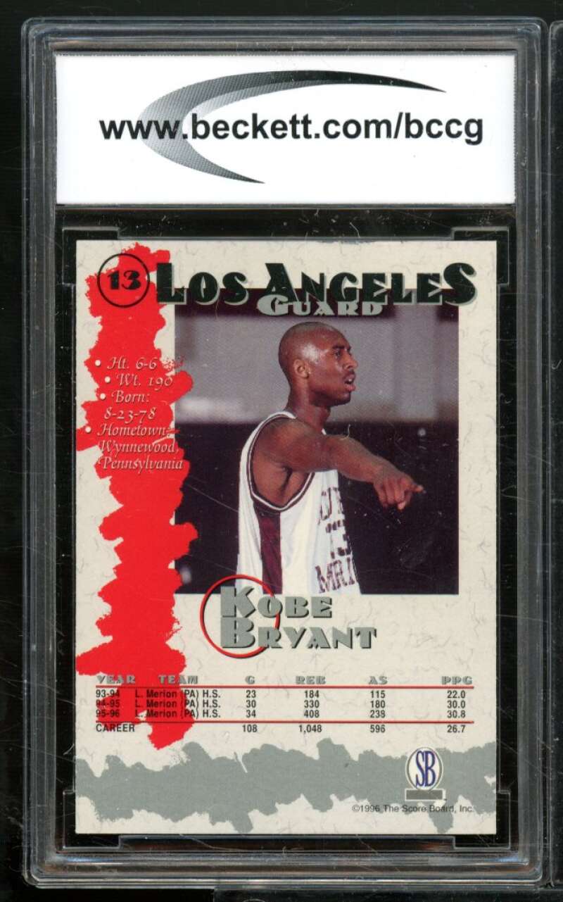 Kobe Bryant Card 1996-97 Score Board Autographed Coll. #13 BGS BCCG 7 Image 2