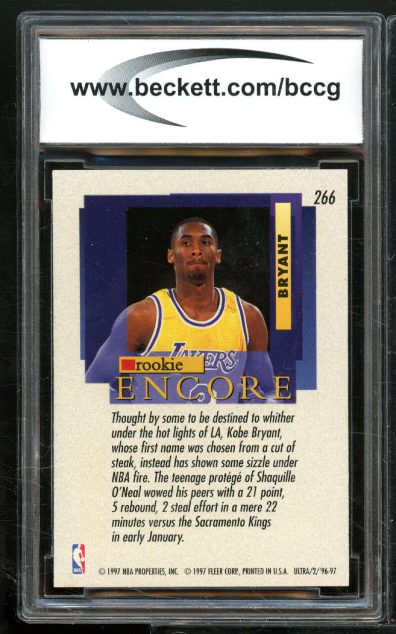 Kobe Bryant Rookie Card 1996-97 Ultra #266 BGS BCCG 8 Image 2