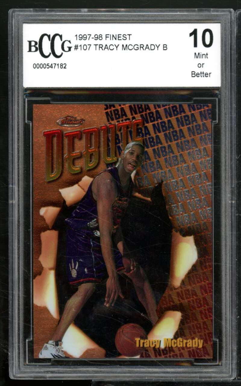 Tracy McGrady Rookie Card 1997-98 Finest #107 BGS BCCG 10 Image 1