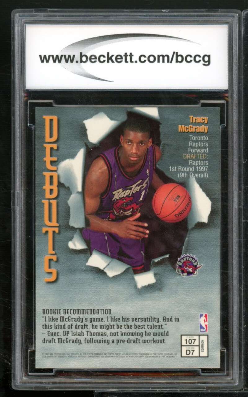 Tracy McGrady Rookie Card 1997-98 Finest #107 BGS BCCG 10 Image 2